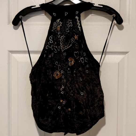 Free People Velvet Embroidered Halter Top - Picture 1 of 4